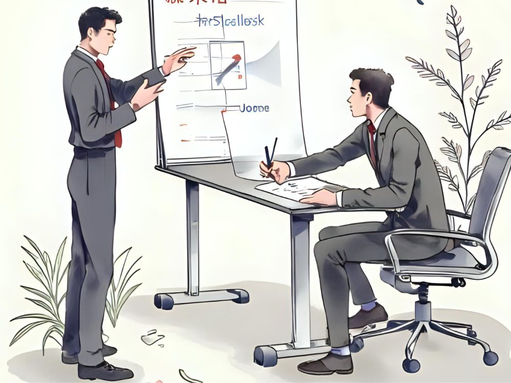 Twee zakenmannen bespreken strategieën voor sociale innovatie en organisatiecultuur bij een presentatiebord.