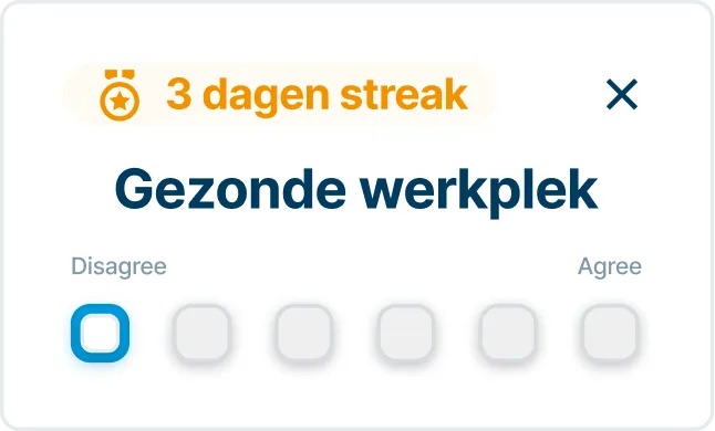 Beoordelingsschaal voor een gezonde werkplek met een indicatie van een 3-dagen streak.