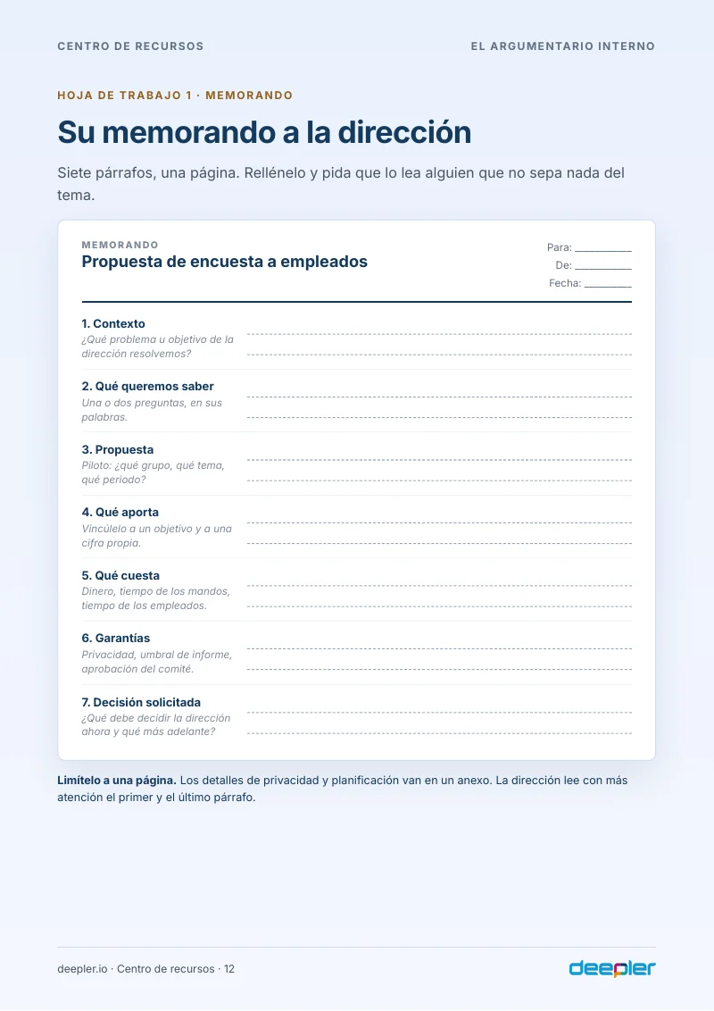 Página del whitepaper: Su memorando a la dirección