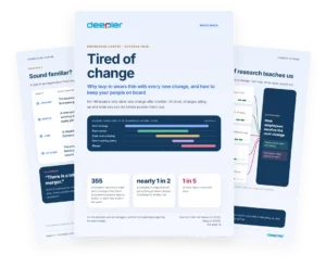 Preview of the white paper "Tired of change" about change fatigue and employee support