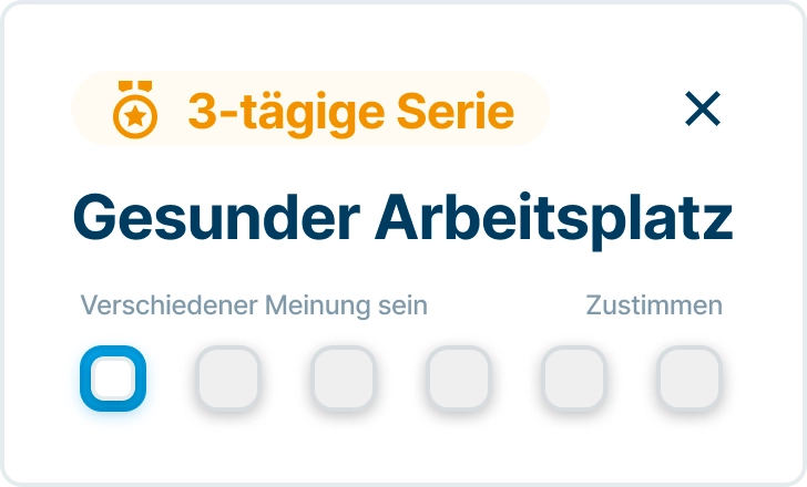 Beoordelingsschaal voor een gezonde werkplek met een indicatie van een 3-dagen streak.