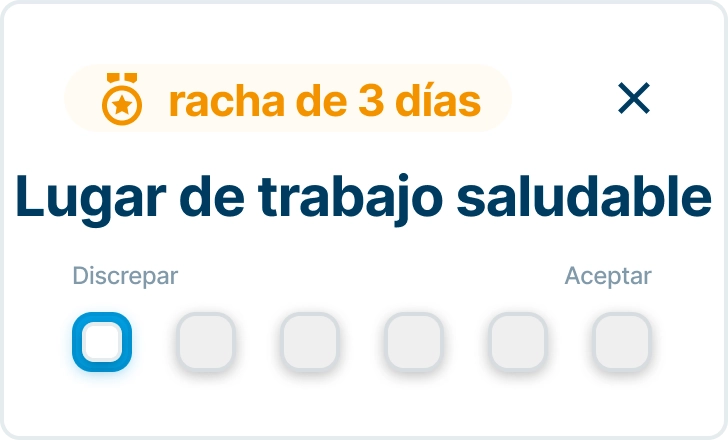 Beoordelingsschaal voor een gezonde werkplek met een indicatie van een 3-dagen streak.