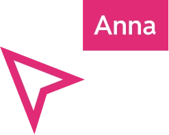Roze pijlcursor en label met de naam "Anna" op zwarte achtergrond.