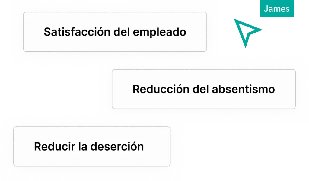 Afbeelding met drie blokken tekst waarin 'Medewerker tevredenheid', 'Verzuim vermindering' en 'Verloop terugdringen' staat.