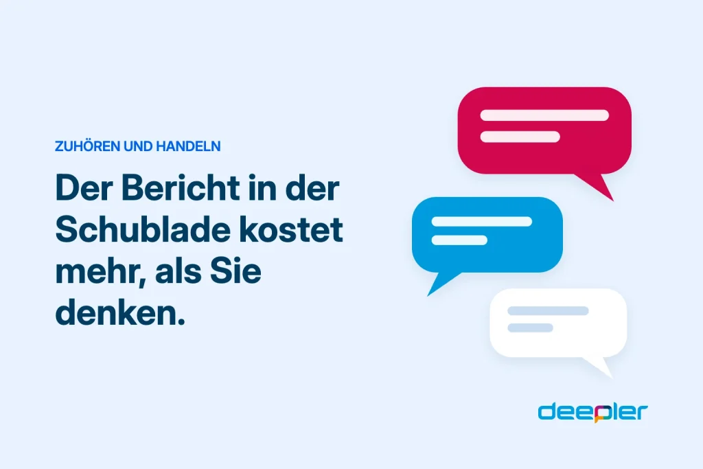 Deepler Blog-Header mit dem Text: Der Bericht in der Schublade kostet mehr, als Sie denken