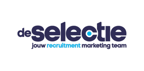 Logo of "deSelectie" with the tagline "jouw recruitment marketing team" in bold, modern typography.