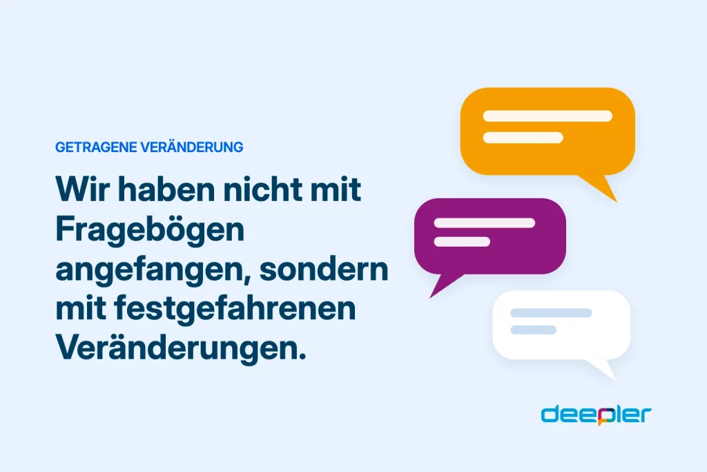 Deepler Blog-Header mit dem Text: Wir haben nicht mit Fragebögen angefangen, sondern mit festgefahrenen Veränderungen