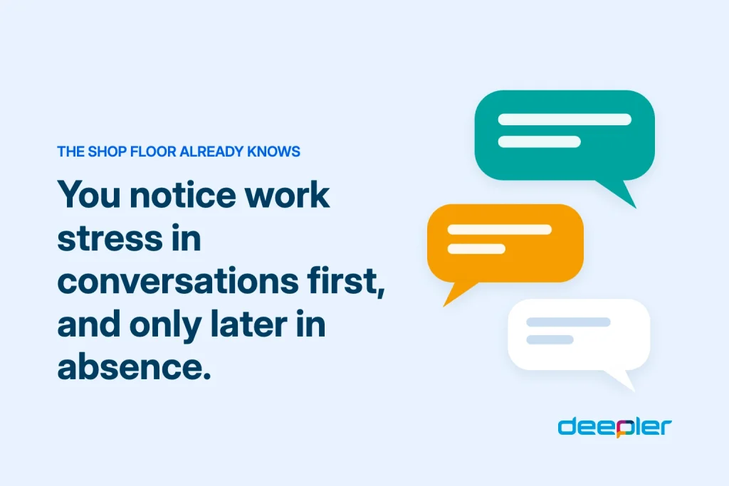 Deepler blog header with the text: You notice work stress in conversations first, and only later in absence