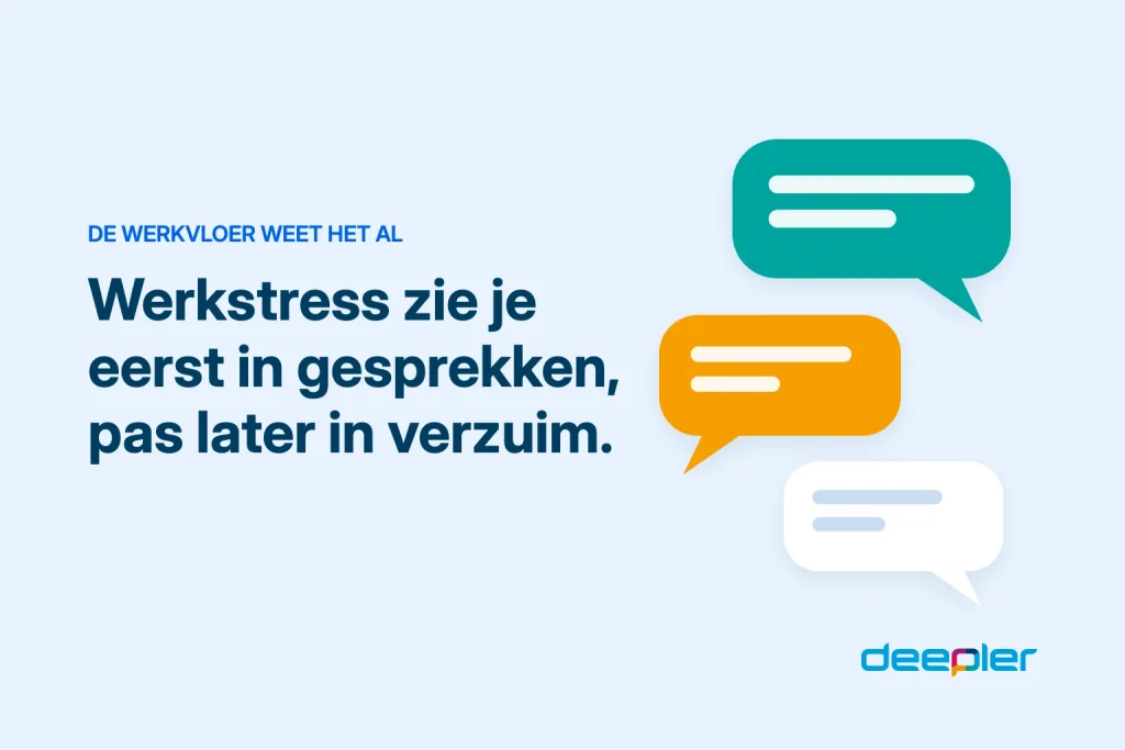 Deepler-header over werkstress: Werkstress zie je eerst in gesprekken, pas later in verzuim.